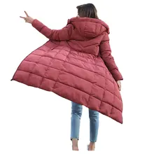 Зимнее пуховое пальто с капюшоном, длинная толстая теплая тонкая женская куртка Casaco Feminino Abrigos Mujer Invierno, стеганая парка, верхняя одежда 28