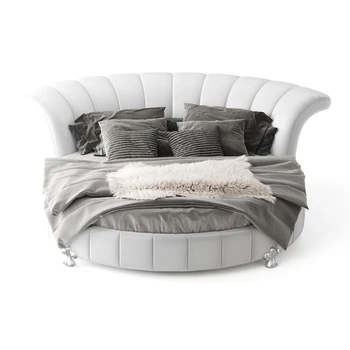 

cheap modern white leather king size round bed on sale