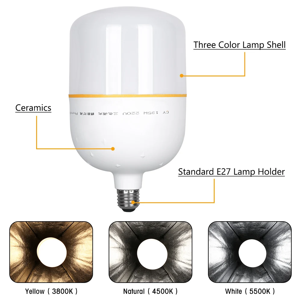 3 Mode 2 couleur température photographie LED ampoules déclairage haute luminosité 135 W E27 Base pour Photo photographique Studio vidéo lumière