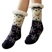 Женские зимние носки, толстые плюшевые хлопковые носки, теплые Нескользящие домашние носки-тапочки, рождественские подарки, Мультяшные ковровые носки, новинка