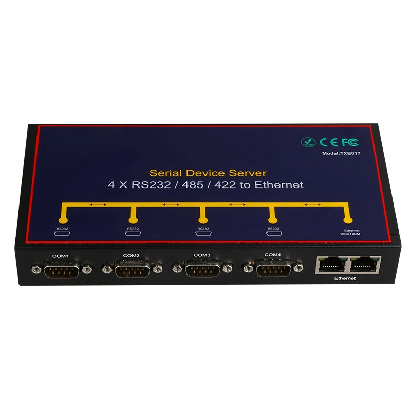 

FULL-4 Port Rs232 To Ethernet Converter Support Rs232 Rs485 Rs422 To Ethernet Vcom/Tcp Server/Tcp Client/Udp(Us Plug)