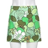 Hand Painted Green Skirt Girls Summer Chic FLORAL Printed Mini Skirts Women Casual Streetwear 6