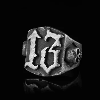 Punk rock Fashion 13 Letter Ring Man Style Stainless Steel Rings For women Retro Wedding Custom Jewelry OSR452