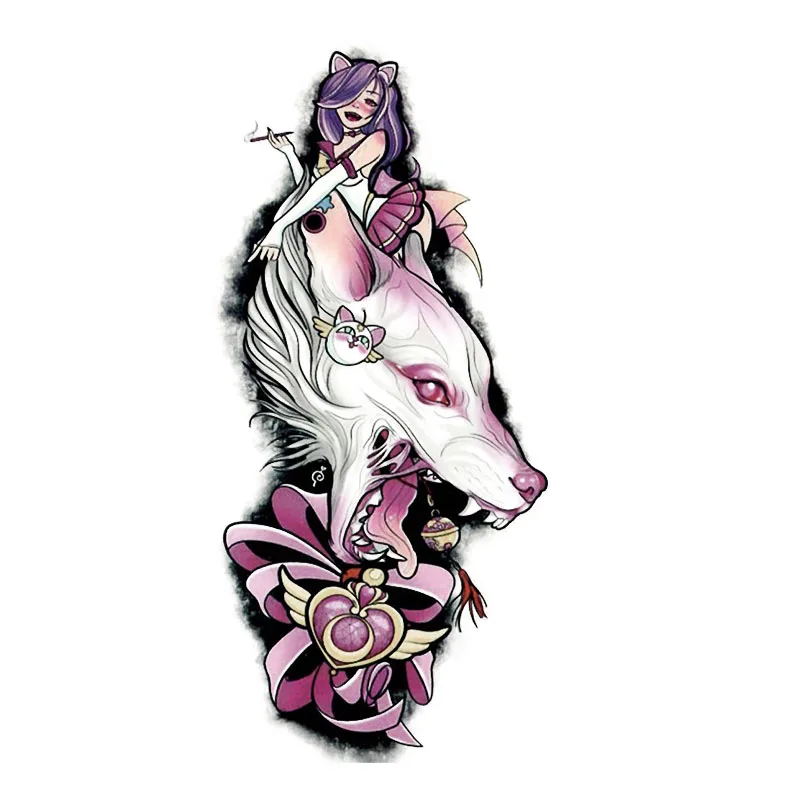 Водонепроницаемый временная татуировка наклейка Лев Розовая бабочка цветок чехол шрам моделирование Harajuku flash fakeTatoo для женщин