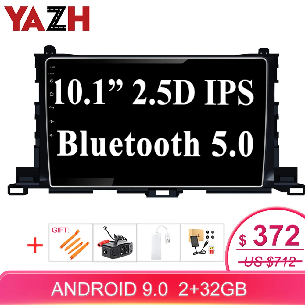 Автомобильный радиоприемник YAZH In Dash 2.5D IPS HD сенсорный экран для Toyota high Lander 2014 2015 2016