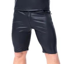 Горячие мужские s Повседневные Шорты Для Тренировки Фитнес Средний брюки мужские тренировочные брюки Wetlook из искусственной кожи пикантный вечерние ночной танцевальная клубная одежда