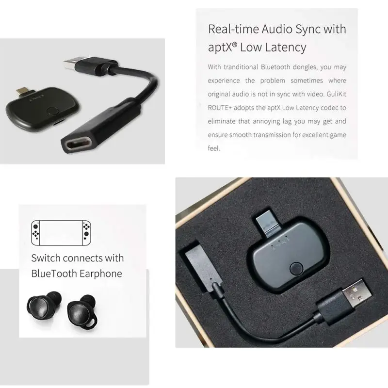 Bluetooth аудио адаптер для NS и PC type C USB Bluetooth передатчик сквозной высокоскоростной зарядки поддержка игры голосовой чат