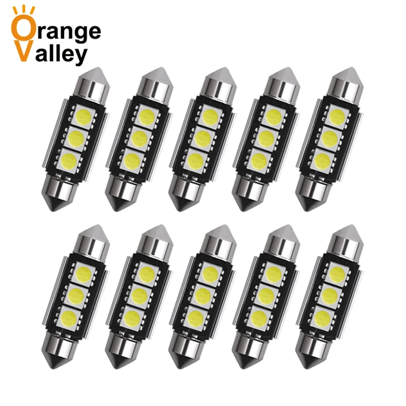 10 шт. горячая Распродажа 36 мм 39 41 Canbus 3 LED 5050 SMD Lumen Автомобильная гирлянда купольная