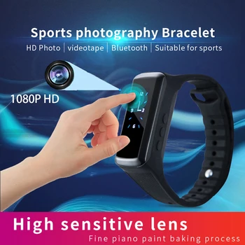 

2in1 Smart Sports Photography Bracelet 1080P Videotape Mini Camera Recorder Blood Pressure Heart Rate Monitor for Android ios TF