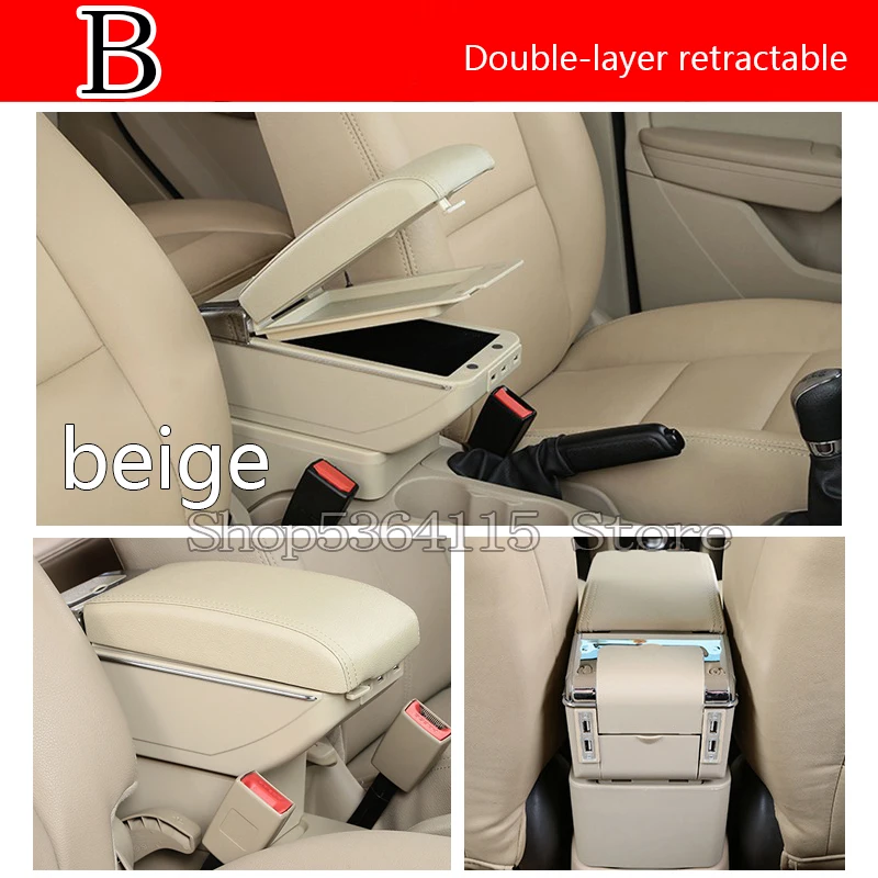 B beige Для peugeot 206 207 компактный кожаный подлокотник вращающийся большое пространство автомобиля центральной консоли ящик для хранения держатель стакана, пепельница - Название цвета: B beige