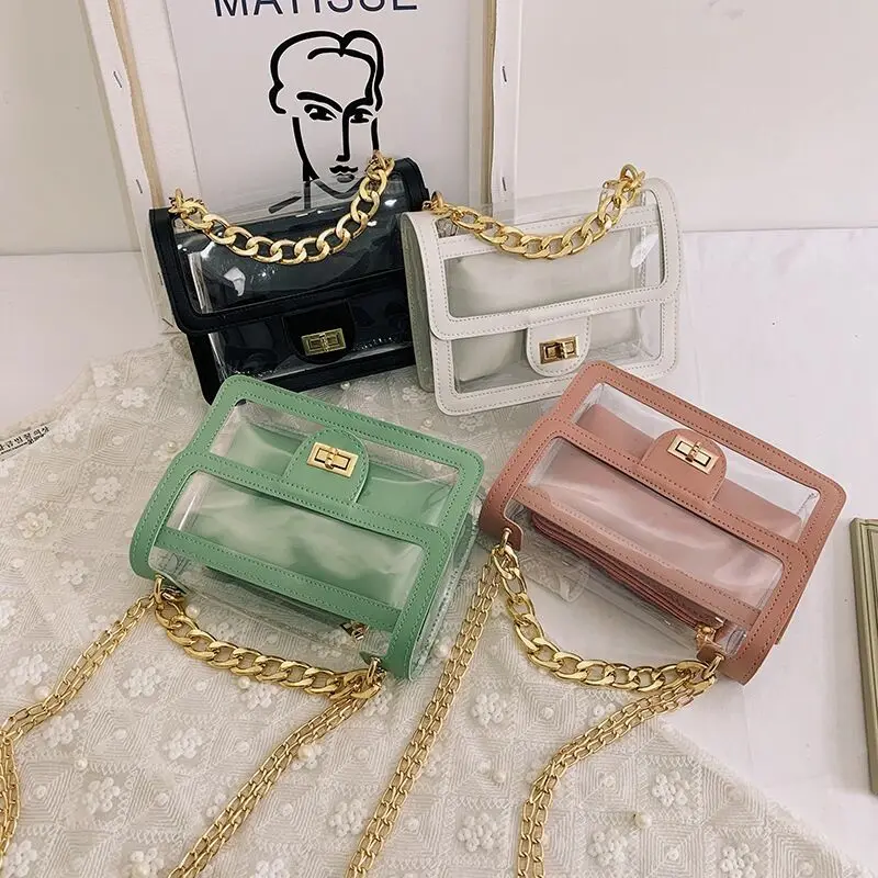 

Vento Marea Pvc Transparent Crossbody Bag For Women 2020 Chain Jelly Composite Bag Shoulder Summer Beach Lady Purse And Handbags