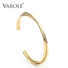 VAROLE Simple Twisted line Cuff Bracelet Stainless steel Bangle Gold Color Bracelets Bangles For Women Fashion Jewelry Pulseiras 1