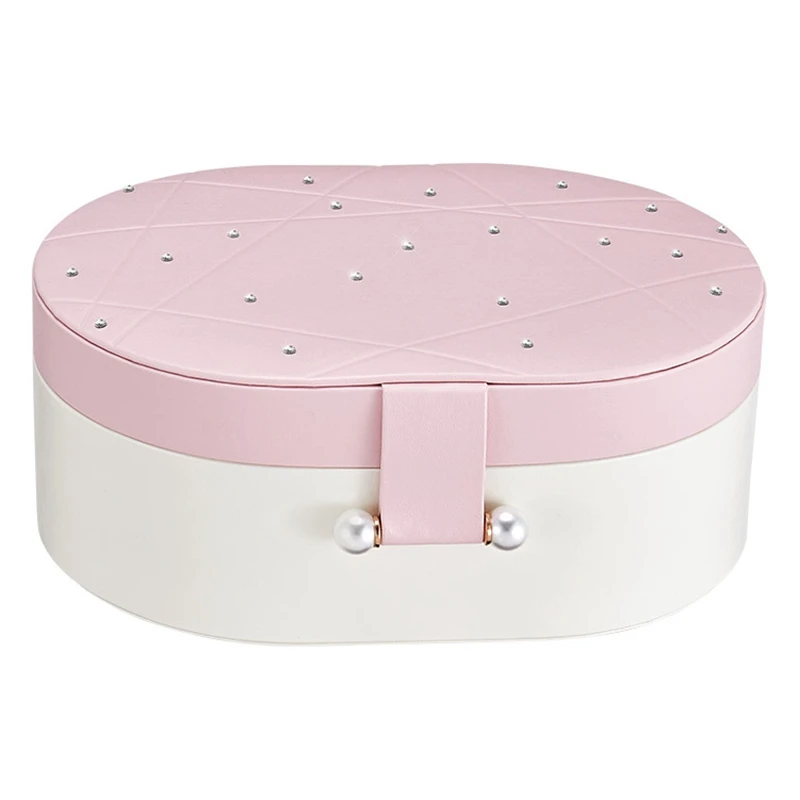 

Korean Style Fresh And Simple Girl Earrings Plate Jewelry Box Portable Leather Earrings Ring Multi-Function Jewelry Storage Box
