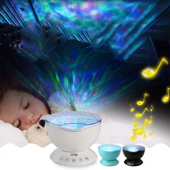 

Multi-Color USB Adjustable Angles Remote Control Touch Senor Powered Night Light Ocean Wave Projector Night Light Timer