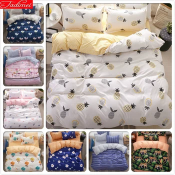 

Village Style Creative Pattern AB Side Duvet Cover Soft Cotton Bed Linen 3/4 pcs Bedding Set Single Twin Queen King Size 150x200