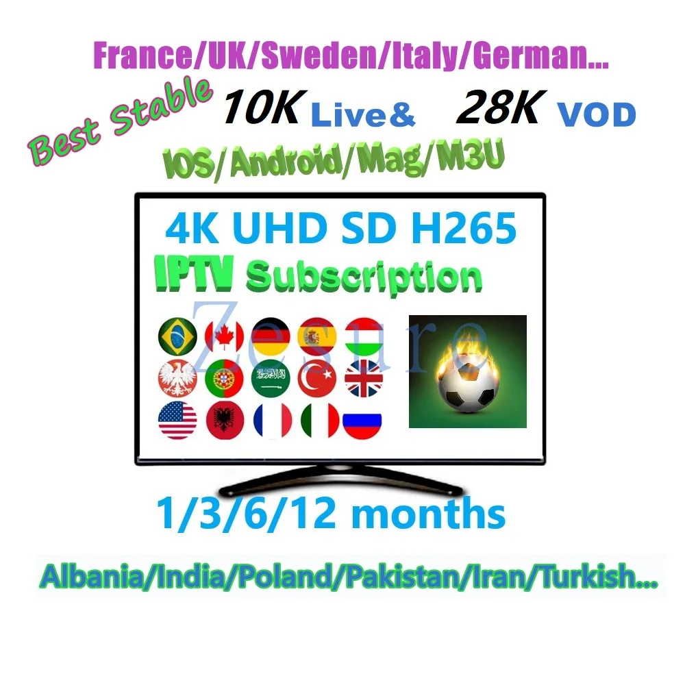 IPTV подписка канал 10000+ VOD спортивные взрослых XXX арабский Европейский французский итальянский Польский Английский, испанский 1/3/6/12 месяцев