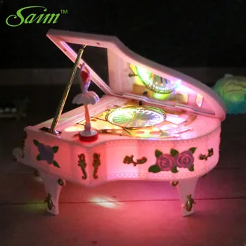 

Saim Piano Music Box LED Lights Music Jewelry Boxes Rotating Ballet Girl Music Box Rose Musical Casket Birthday Gifts JJ50627