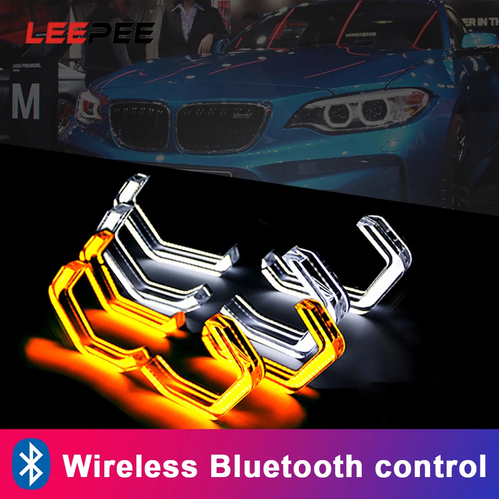 LEEPEE 4 шт./компл. RGB многоцветный Bluetooth беспроводной контроллер SMD светодиодный светильник M4 Стиль автомобиля Ангельские Глазки