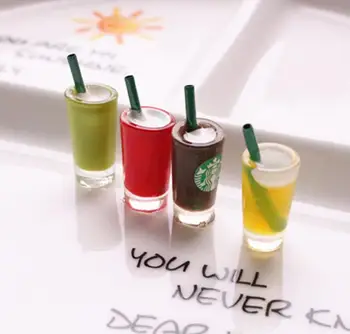 

3D Drink Bottle Coffee Cup Resin Charms Pendants For DIY Decoration Earrings Key Chains Dollhouse toys Accessories