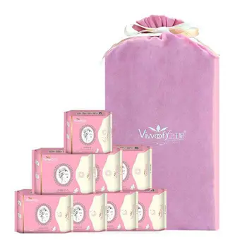 

Organic Cotton Menstrual Overnight Pads, Thin Natural Sanitary Napkins with Wing E65F