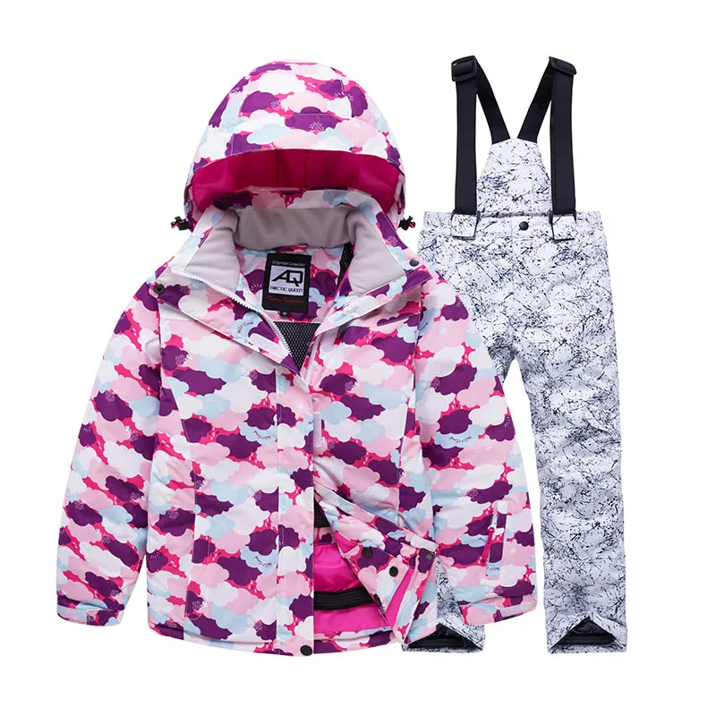 jacket4 gray pants Детский лыжный костюм; детская Водонепроницаемая теплая зимняя куртка и штаны для мальчиков и девочек; комплект зимней одежды для катания на лыжах и сноуборде - Цвет: jacket4 gray pants