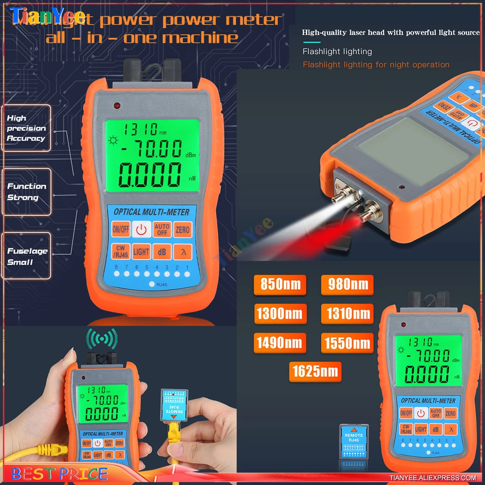 

COMPTYCO AUA-G70B 50B 4in1 Mini Optical Power Meter Visual Fault Locator Network Cable Test optical fiber tester 10km 30km VFL
