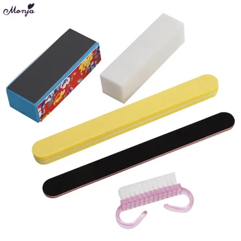 

Monja DIY Home Nail Art Care Set Nail Polishing File Buffing Sanding Block Dust Powder Remove Cleaning Brush Manicure Tool Kit
