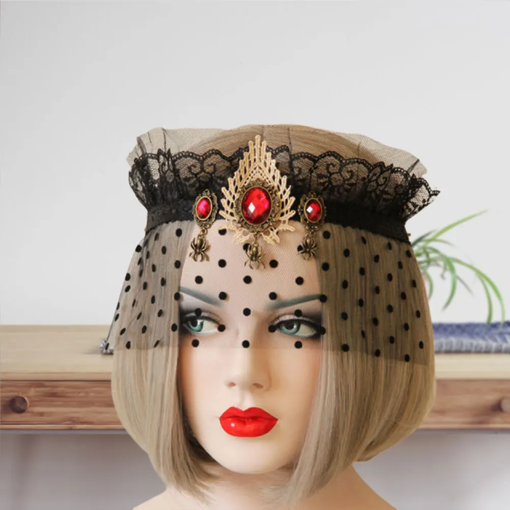 1 шт. Хэллоуин Черная Вуаль Сетка драгоценный камень корона волос женский обруч