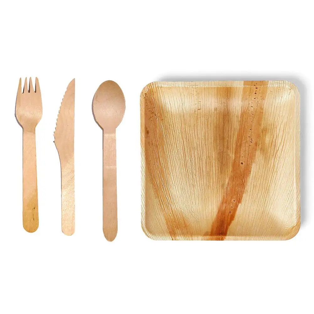 Набор тарелок из пальмовых листьев квадратное блюдо экологически чистый набор