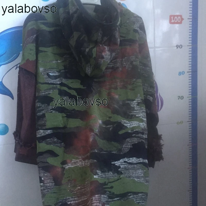 Модные свободные камуфляжные толстовки в стиле хип-хоп с Боковым Разрезом, весенние пуловеры с капюшоном на молнии, длинные толстовки A031-5805 Z15