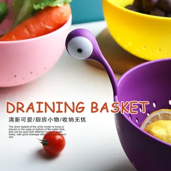 

Drain Basket Fruit And Vegetable Cleaning Storage Basket Kitchen Monster Eyes Cute Creative Fruit Plate