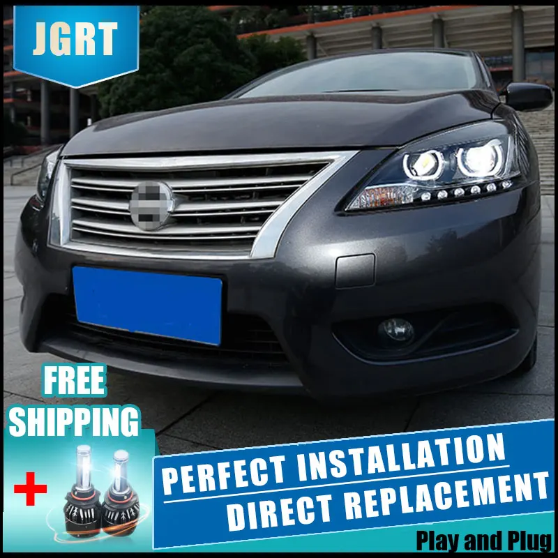 2 шт. светодиодный головной светильник s для Nissan Sylphy 12-15 Автомобильный светодиодный светильник s двойной ксеноновый Объектив Автомобильные аксессуары дневные ходовые огни противотуманный светильник