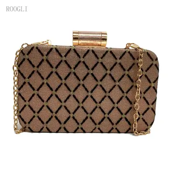 

2020 new classic diamond lattice handbag women's evening bag wedding party one shoulder bag retro small square bag ROOGLI