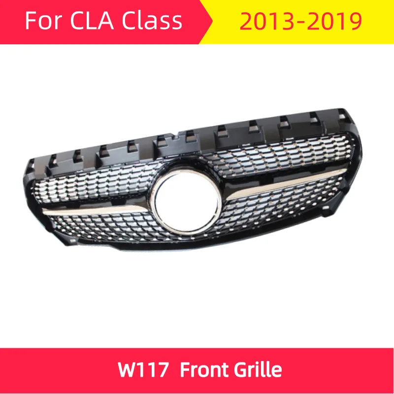 Алмазная Передняя решетка для W117 CLA Class 2013- CLA200 CLA220 CLA260 CLA45 передний бампер Гриль ABS гриль