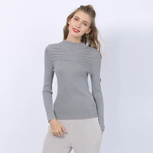 Autumn Winter Elastic Women Sweater Korean Style Half High Collar Ladies Solid Pullovers Female Knitted Bottoming Jumper Kazak