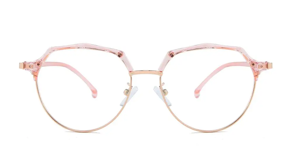 C6 PINK GOLD Уникальные прозрачные круглые очки с прозрачными линзами, прозрачные оправы для женщин, дизайн, полуоправа, простые мужские очки - Цвет оправы: C6 PINK GOLD