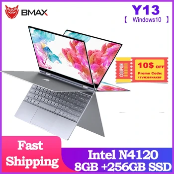 BMAX Y13 360° Laptop 13.3 inch Notebook Windows 10 8GB LPDDR4 256GB SSD 1920*1080 IPS Intel N4120 touch screen laptops
