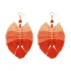 Macrame feather earrings pink and red