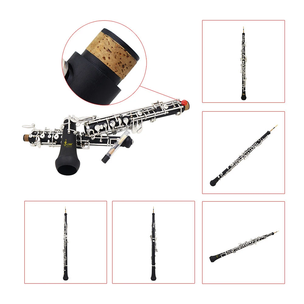 M MBAT Professional Oboe C Key Semi-Automatic Style Bakelite Oboe Silver Plated Key Woodwind Instrument With Leather Case Gloves