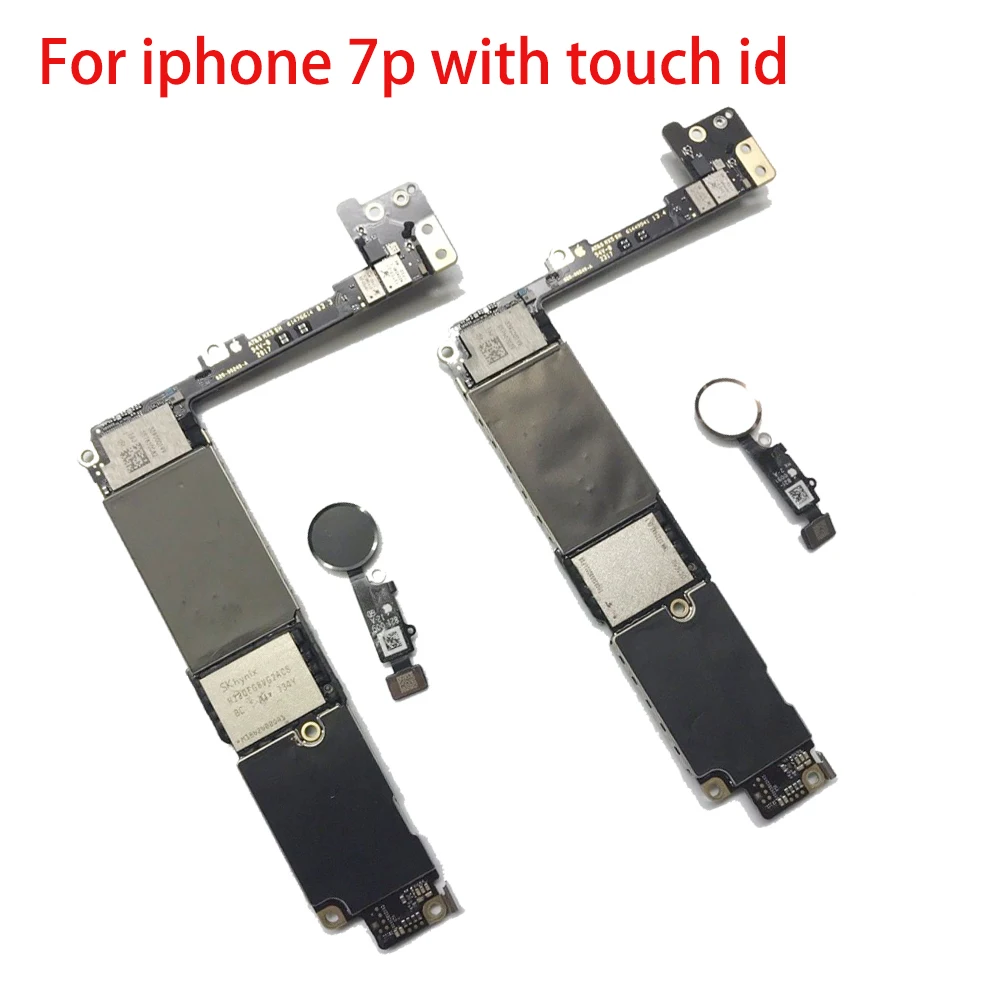 US $153.68 100 Original tested for iphone 7P motherboard  with touch ID Unlocked IOS system main logic board Free Shipping