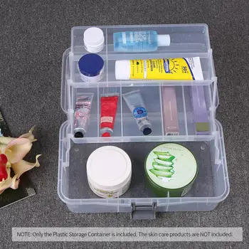 

Hot 3 Layer 10 Grid Foldable Plastic Storage Box Transparent Storage Box Medicine Cosmetics Jewelry Storage Box