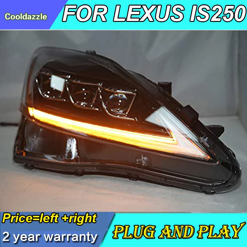 

1 Pair LED Head Lamps FOR Lexus IS250 With Projector Lens 2006-2012 Year Black Housing With Daytime Running Light