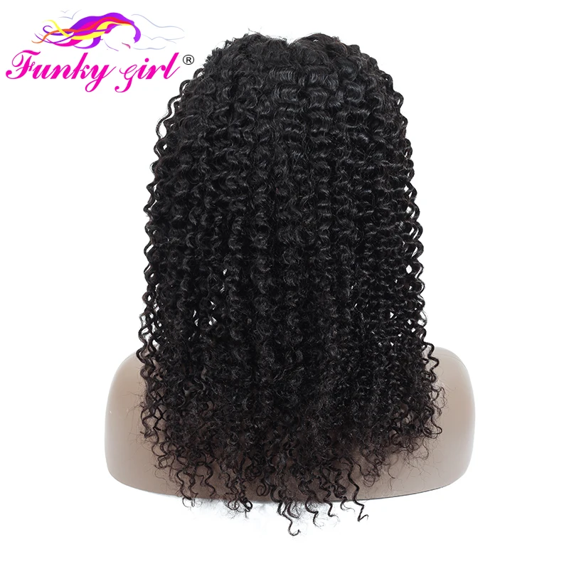 Funky Girl 13*4 парик с кружевным фронтом бразильские кудрявые парики из человеческих волос для черных женщин не-кружевно парик с волосами Реми с волосами младенца