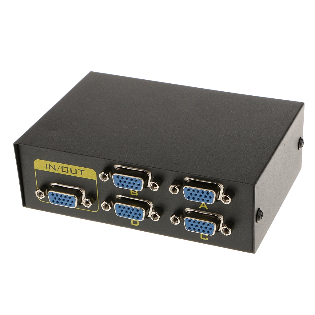 

5 Port 4 PC In To 1 TV Monitor Out VGA SVGA XGA Video Sharing Switcher Selector Box For LCD PC Computer