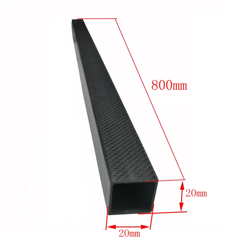 

2pcs 3K full carbon fiber square tube high strength length 800mm OD 20mmx20mmx18mm Glossy Surface