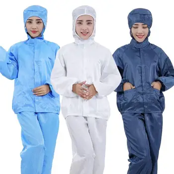 

Disposable Unisex Anti-Static Hooded Coat Long Pants Safety Clothing Protective Suit Set Coverall Isolation Suit