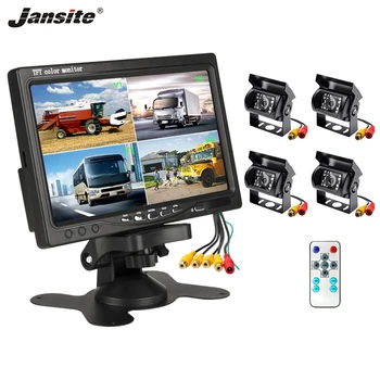 

Jansite 7" Car Monitor 4 Split Screen Headrest monitor TFT Color screen Rear cameras Reverse Assistance 4-channel Camera Parking