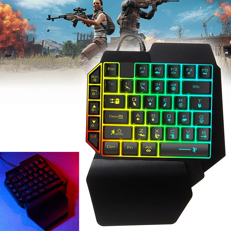  Mayitr 1pc K15 One-handed Gaming Keyboard Mechanical Game Keyboard With LED Backlight For PUBG Game