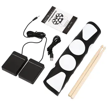 

Professional Roll up Drum Pad Kit Silicon Foldable with Drum Stick Portable Electronic Drum USB Drum