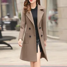 Осенне-зимнее женское длинное шерстяное пальто, шерстяное пальто, женское длинное пальто в Корейском стиле, модное пальто, большие размеры, T3